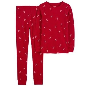 Carter's Ribbed Thermal Christmas Candy Cane Shirt & Pants Pajamas Kid’s 12 NWT